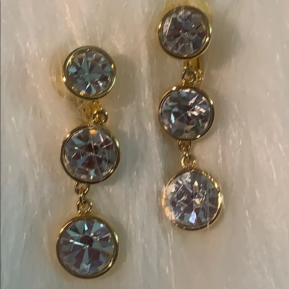 Joan Rivers Jewelry - Vintage Joan Rivers Goldtone & CZ Drop Earrings